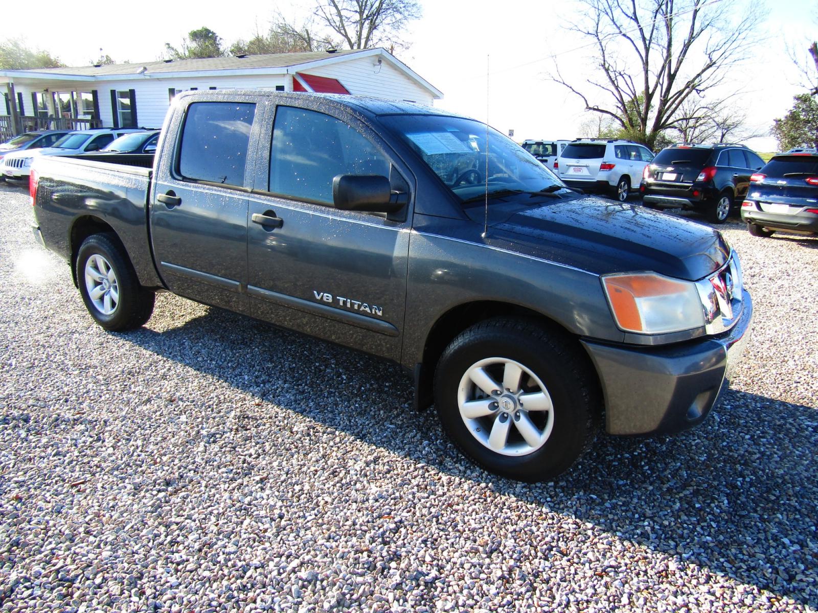 2011 Gray Nissan Titan S Crew Cab 2WD (1N6AA0EKXBN) with an 5.6L V8 DOHC 32V engine, Automatic transmission, located at 15016 S Hwy 231, Midland City, AL, 36350, (334) 983-3001, 31.306210, -85.495277 - Photo #0